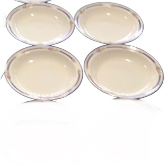 4 HALL Rim Soup Bowl Blue Bouquet (Platinum Trim) Vintage - Picture 4 of 5